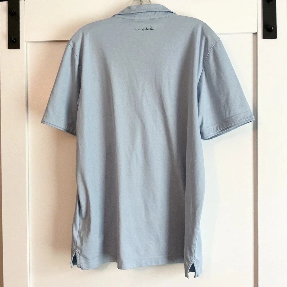 Travis Mathew Excursion Knit Polo Shirt‎ Heather Blue Size XL Golf Preppy - Picture 4 of 8